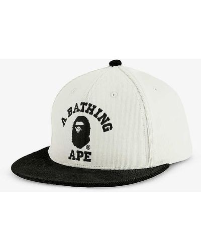 A Bathing Ape Brand-embroidered Corduroy-textured Cotton-blend Baseball Cap - White