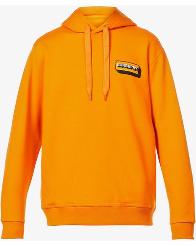 Burberry Motterson Brand-patch Cotton-jersey Hoody - Orange