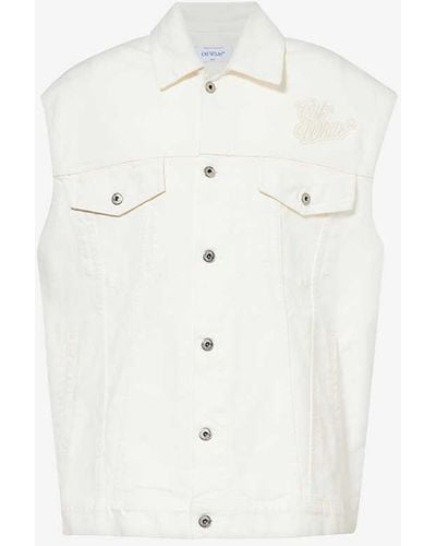Off-White c/o Virgil Abloh 90s Logo-embroidered Oversized Denim Vest - White