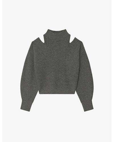 IRO Kimiko Cut-out Wool And Cashmere-blend Sweater - Gray