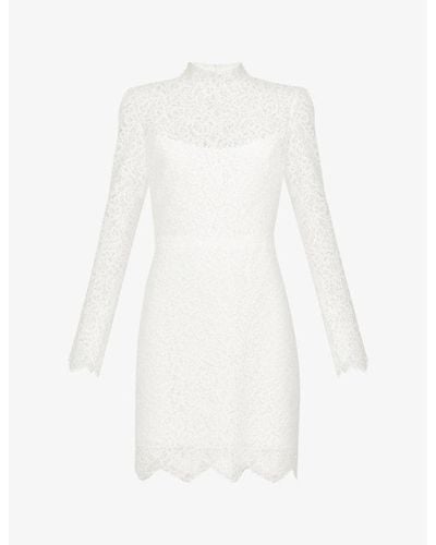 Jenny Yoo Hart High-neck Stretch-lace Mini Dress - White