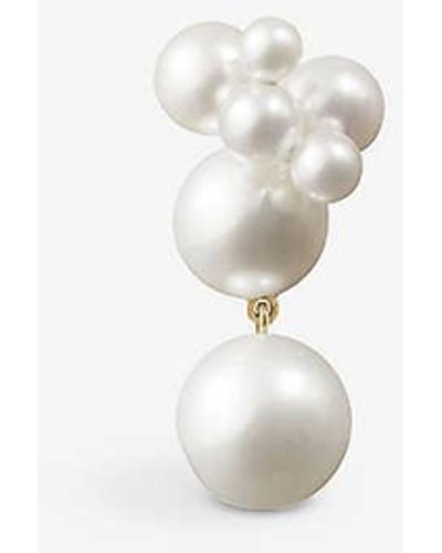 Sophie Bille Brahe Bisou Perle 14ct Yellow-gold And Freshwater-pearl Drop Earring - White