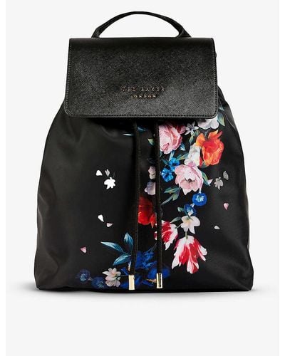 Ted Baker Vall Floral-print Shell Backpack - Black
