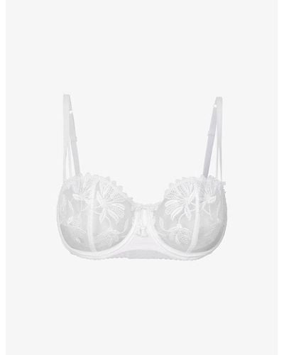 Aubade Lovessence Floral-embroidered Lace Underwired Bra - White