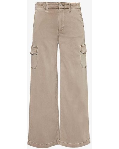 PAIGE Carly Straight-leg High-rise Cotton-blend Cargo Trousers - Natural