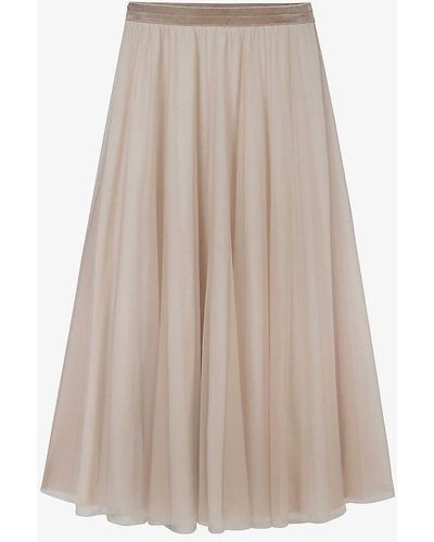 The White Company Pleated Elasticated-waist Tulle Midi Skirt - Natural