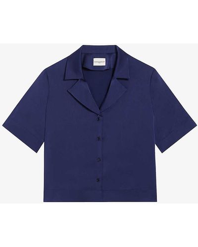 Claudie Pierlot Notch-lapel Cropped Woven Shirt - Blue