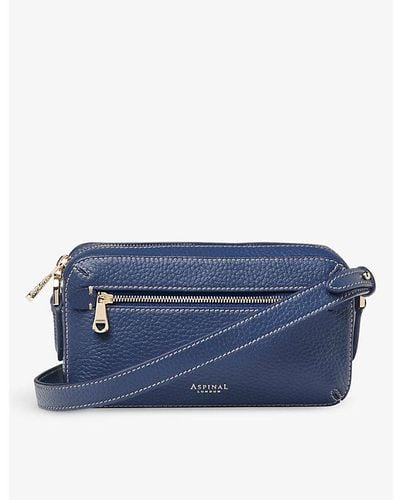Aspinal of London Camera Logo-embossed Leather Cross-body Bag - Blue