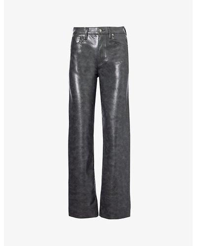 Agolde Sloane Straight-leg Mid-rise Recycled Leather-blend Pants - Gray