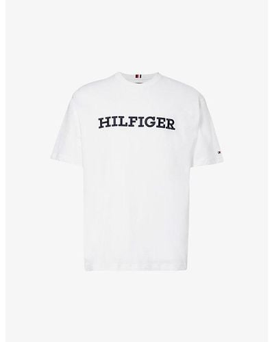 Tommy Hilfiger Monotype Brand-embroidered Cotton-jersey T-shirt - White