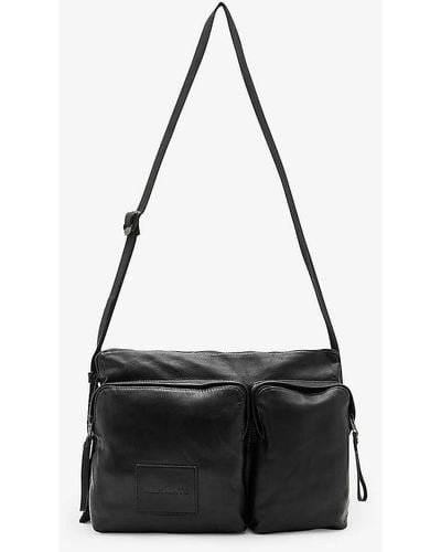 AllSaints Steppe Leather Messenger Bag - Black