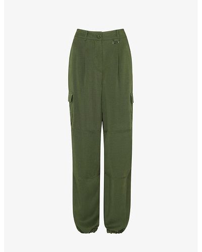 Whistles Grace Wide-leg Mid-rise Woven Cargo Pants - Green
