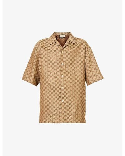 Gucci Archivio Patch-pocket Relaxed-fit Linen-blend Shirt - Natural