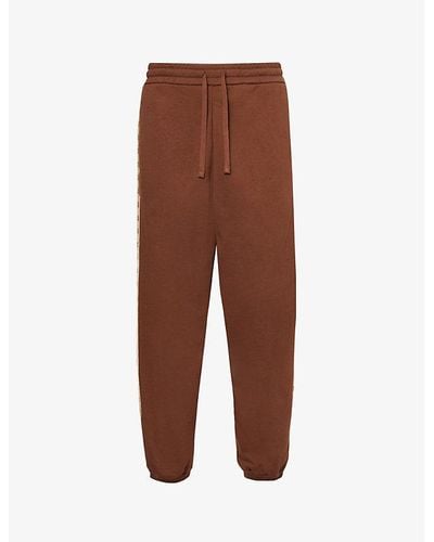 Gucci Monogrammed Panelled Cotton-jersey jogging Bottoms - Brown