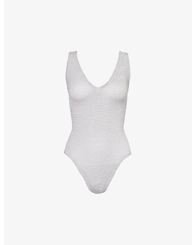 Hunza G Sadie Scoop-neck Crinkle-textured Swimsuit - White