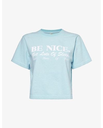 Sporty & Rich Be Nice Text-print Cotton-jersey T-shirt - Blue