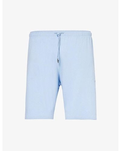 Derek Rose Basel Relaxed-fit Stretch-woven Pajama Shorts X - Blue
