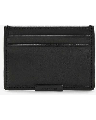 AllSaints Dove Leather Card Holder - Black