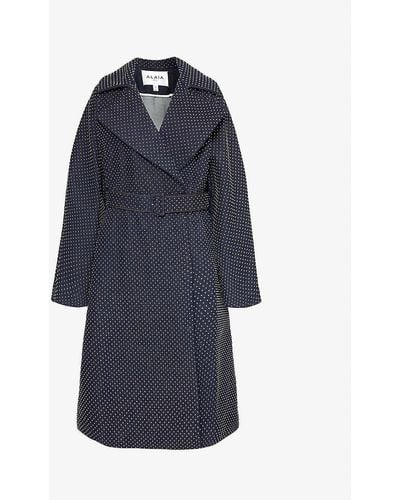 Alaïa Studded Relaxed-fit Denim Trench Coat - Blue