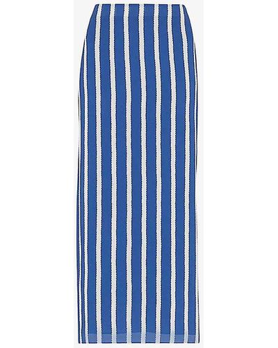 Whistles Crinkle Stripe-print Woven Midi Skirt - Blue