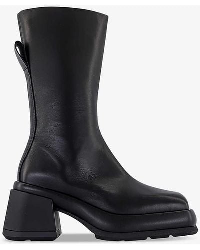 Miista Cassia Square-toe Leather Ankle Boots - Black