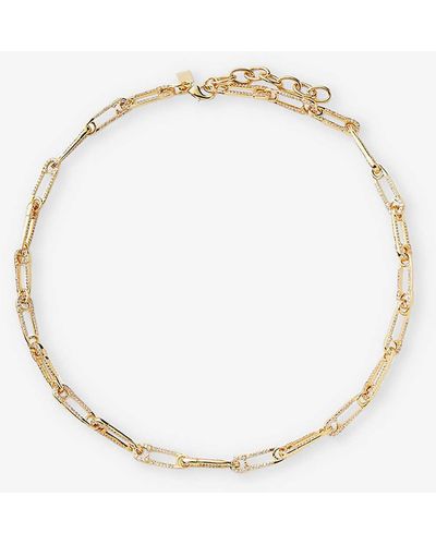 Crystal Haze Jewelry Locked 18ct Yellow Gold-plated Brass And Cubic Zirconia Chain Necklace - Natural