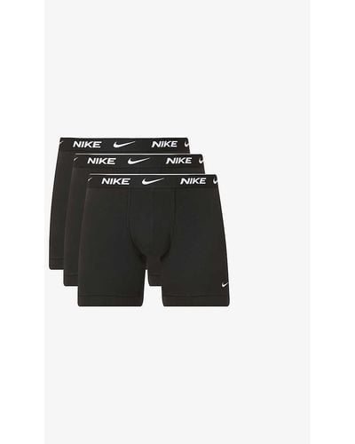 Nike Pack Of Three Everyday Stretch-cotton Jersey Boxer - Black