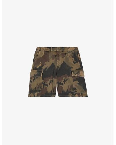 The Kooples Pattern Cargo Cotton Shorts - Green