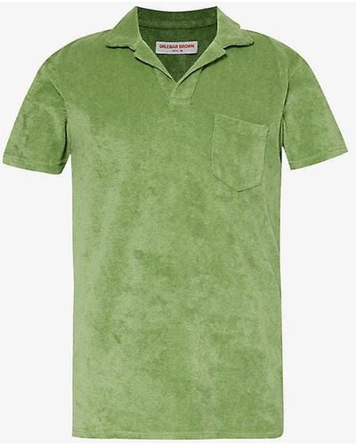 Orlebar Brown Short-sleeve Terry-towelling Organic-cotton Polo Shirt - Green