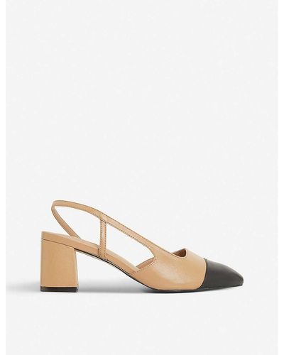 Dune Croft Leather Slingback Courts - Natural