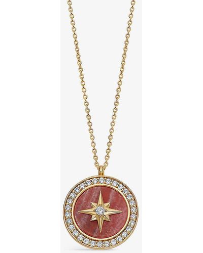 Astley Clarke Polaris Large 18ct Yellow Gold-plated Vermeil Sterling-silver And Rhodochrosite Locket Necklace - Pink