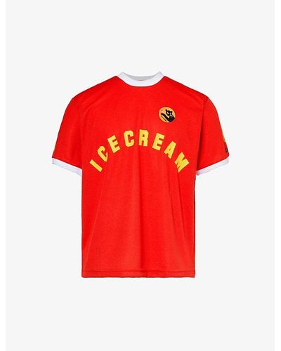ICECREAM Football Jersey Branded Woven T-shirt X - Red
