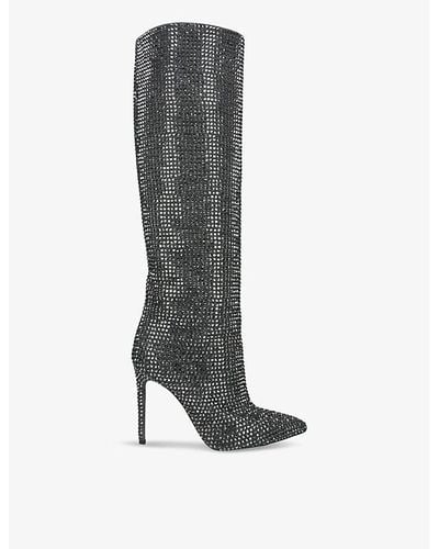 Paris Texas Holly Crystal-embellished Suede Heeled Boots - Black