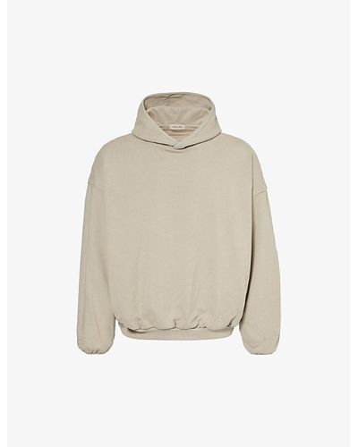 Fear Of God Brand-patch Relaxed-fit Cotton-jersey Hoody - Natural