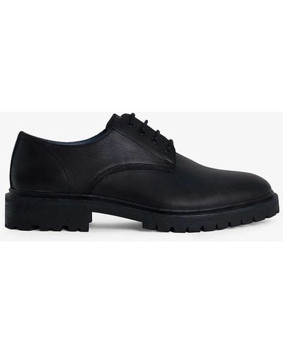AllSaints Jarred Round-toe Leather Derby Shoes - Black