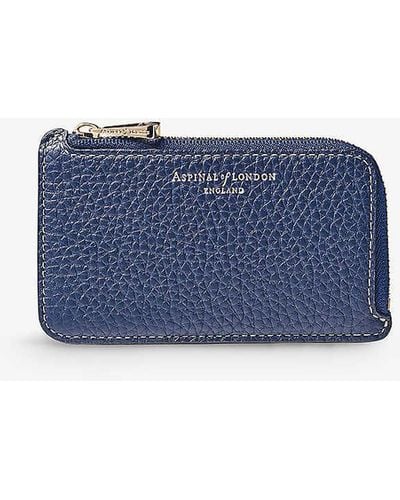 Aspinal of London Zipped Small Leather Coin Purse - Blue