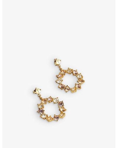 Ted Baker Crissty Crystal-embellished Brass Drop Earrings - White