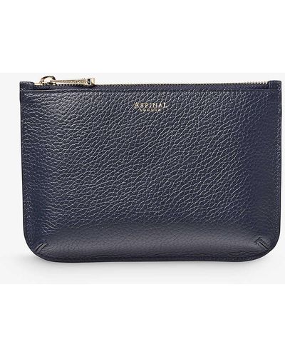Aspinal of London Vy Ella Medium Logo-print Grained-leather Pouch - Blue