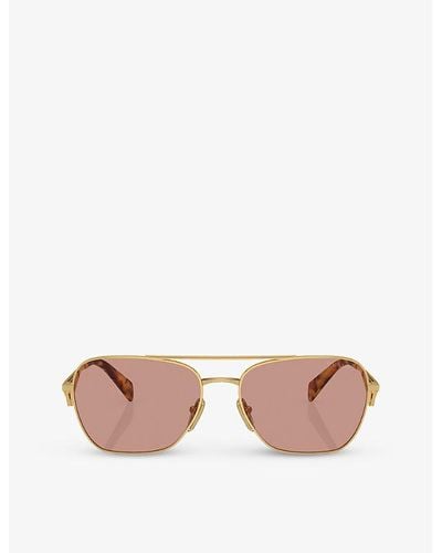 Prada Pr A50s Aviator-frame Metal Sunglasses - Pink