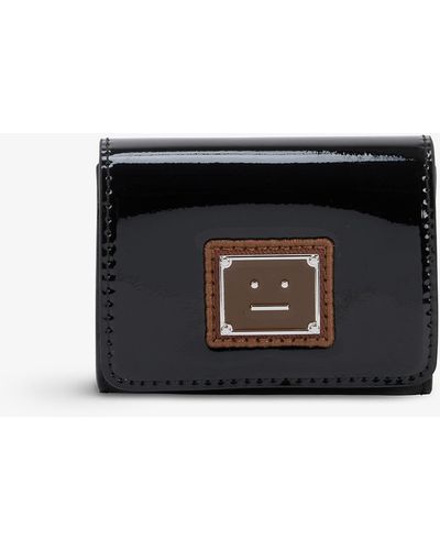 Acne Studios Face-patch Faux Patent-leather Card Holder - Black