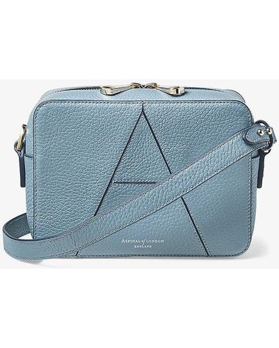 Aspinal of London A Logo-embossed Leather Camera Bag - Blue