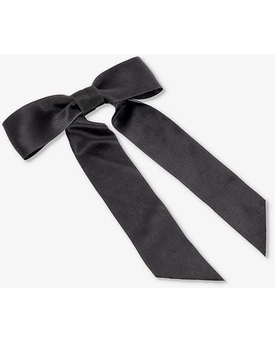 Jennifer Behr Virginia Bow Silk-satin Barrette Hair Clip - Black