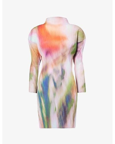Pleats Please Issey Miyake And Spinach Abstract-pattern Knitted Top - Multicolor