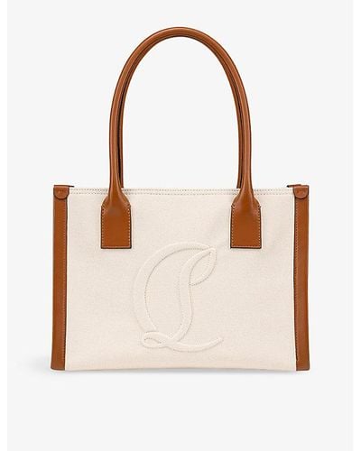 Christian Louboutin Tural By My Side Small Cotton-canvas And Leather Tote Bag - Pink