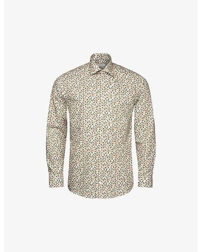 Eton Graphic-print Slim-fit Cotton-blend Shirt - Gray