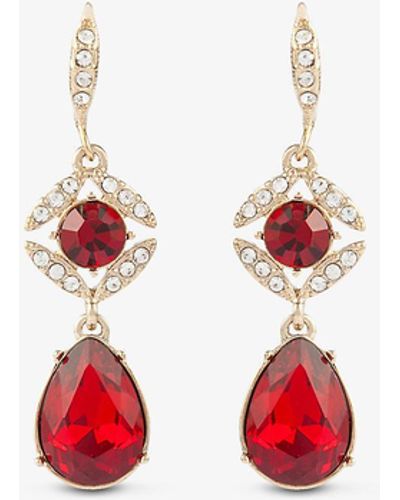 Susan Caplan Pre-loved Givenchy 22ct Yellow Gold-plated And Swarovski Crystal Drop Earrings - Red
