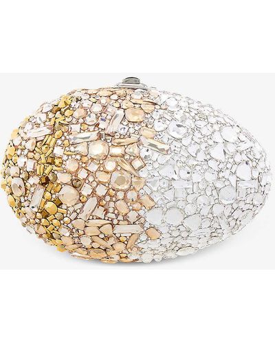Judith Leiber egg Effervescent Crystal-embellished Silver-tone Metal Clutch Bag - Metallic