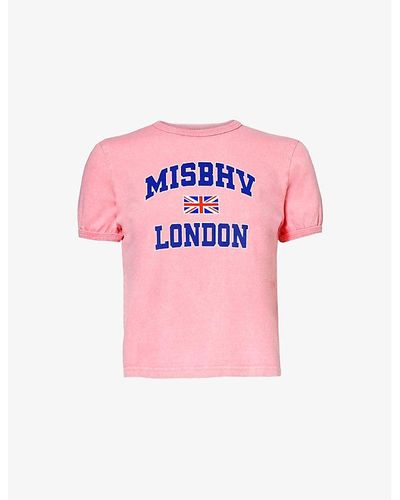MISBHV London Logo-print Cotton-jersey T-shirt X - Pink