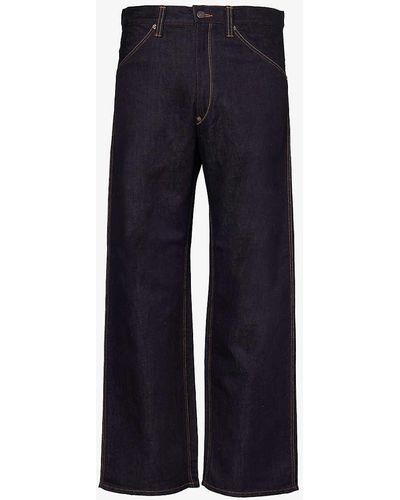 Junya Watanabe Contrast-pocket Wide-leg Cotton And Linen-blend Trousers - Blue