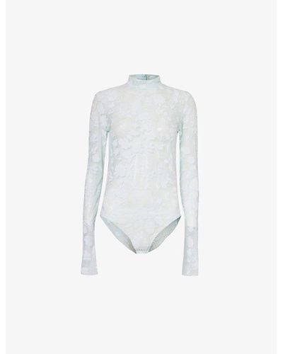 Givenchy Floral-pattern High-neck Mesh Body - White